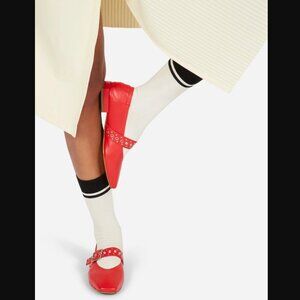 Intentionally Blank Forum Red Leather Grommet Mary Jane Flats EU 39 / US 8.5-9